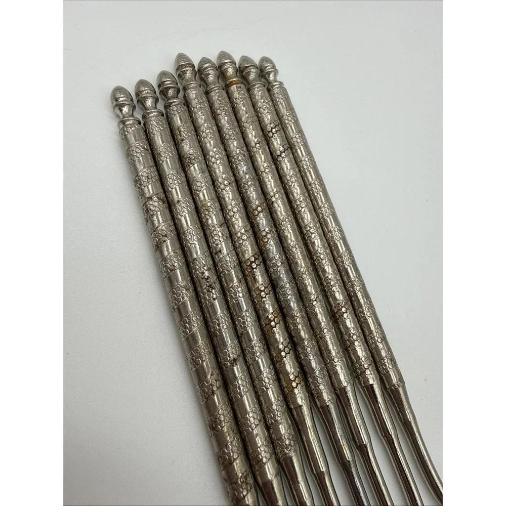 Vintage Silver Tone Seafood Picks Set of 8 Lobster Crab Meat Forks Appetizer